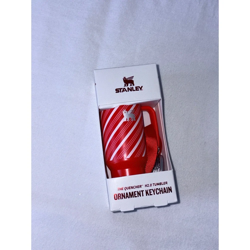Stanley‎ Quencher H2.0 Tumbler Ornament Keychain Red White Peppermint Stripe NEW